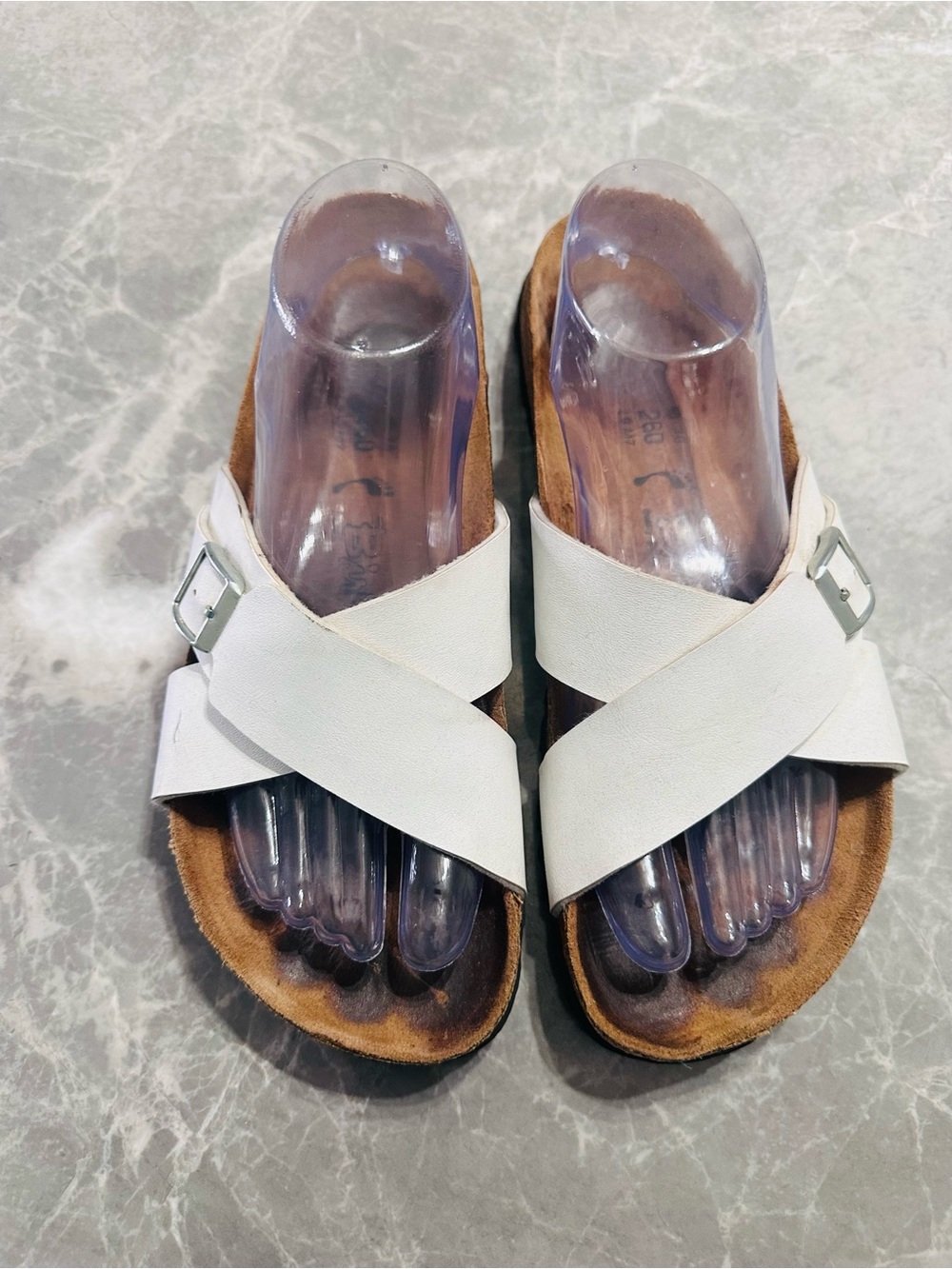 Birkenstock White Leather Criss Cross Sandals Shoes Women’s Size 9